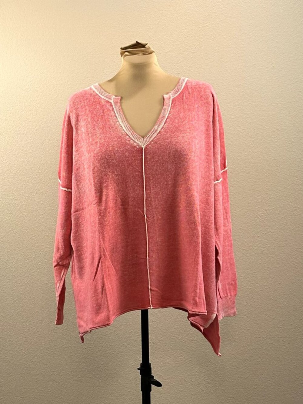 Sundance Pink Acid Wash Lightweight Sweater
